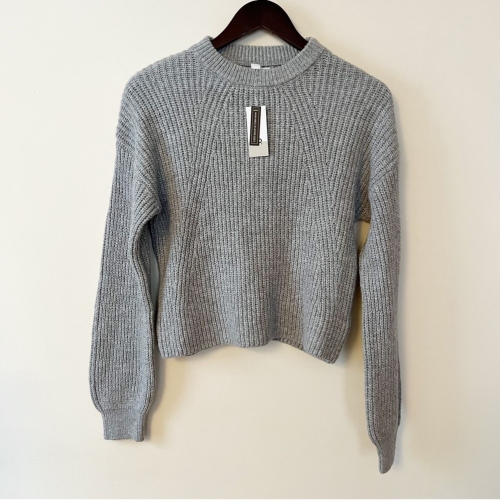 BP Gray Balloon Long Sleeve Crewneck Sweater Size XXS NEW Nordstrom Ribbed Knit